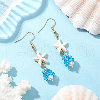 Shell Glass Dangle Earrings EJEW-MZ00424-04-1