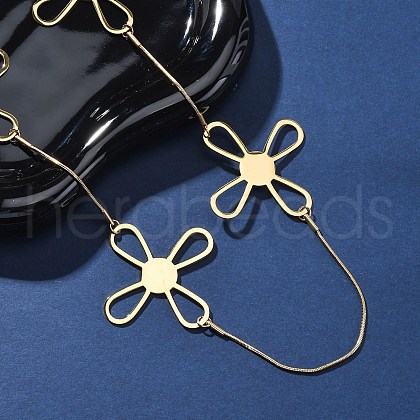 304 Stainless Steel Cross Link Chain Necklaces NJEW-R026-04G-1