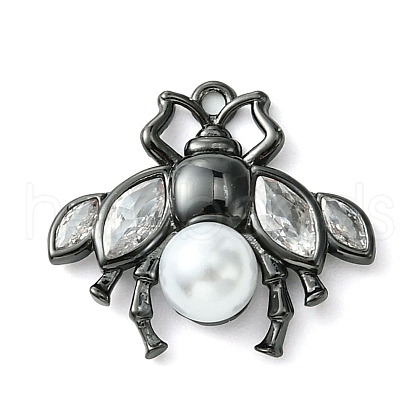 Rack Plating Brass with ABS Imitation Pearl Pendants KK-G501-18EB-1