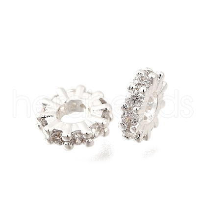Brass Micro Pave Clear Cubic Zirconia Beads KK-K300-02B-S-1