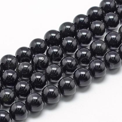 Natural Obsidian Beads Strands G-R446-8mm-24-1