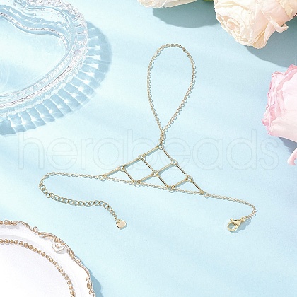 Brass Cable Chain Ring Bracelets for Women BJEW-JB11579-01-1