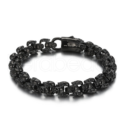 Stainless Steel Skull Link Chain Bracelet for Men WG51201-05-1
