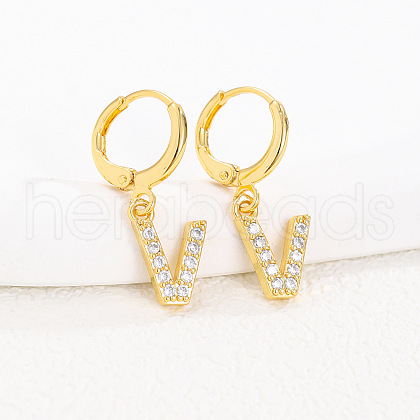 Brass Micro Pave Clear Cubic Zirconia Hoop Earrings FS-WGAF6E5-22-1