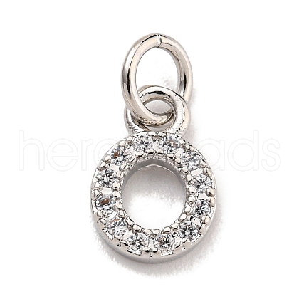 Initial Letter Brass with Cubic Zirconia Charms KK-Q814-26O-P-1