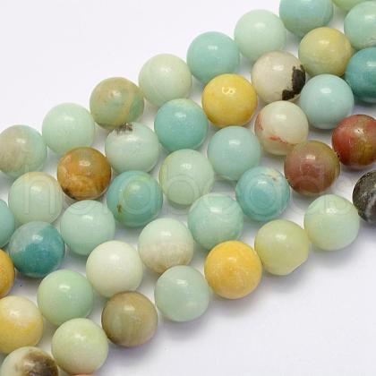 Natural Flower Amazonite Beads Strands G-G697-F06-10mm-1