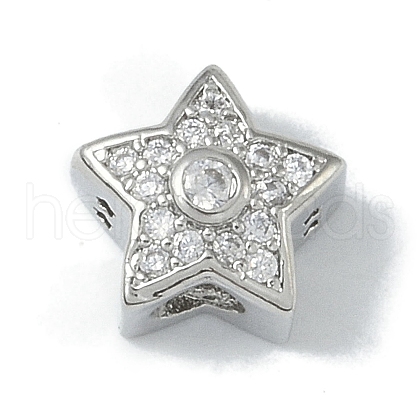 Rack Plating Brass Micro Pave Clear Cubic Zirconia Beads KK-A220-04P-1