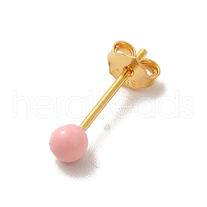Enamel Round Ball Stud Earrings EJEW-C020-01G-06-1