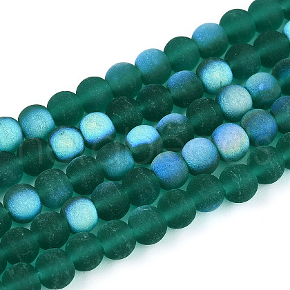 Frosted Transparent Glass Beads Strands GLAA-T032-T4mm-MBB21-1