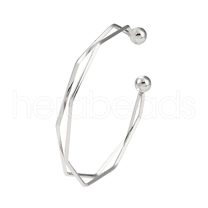 Non-Tarnish 304 Stainless Steel 2 Line Open Cuff Bangles for Women BJEW-S155-02P-1