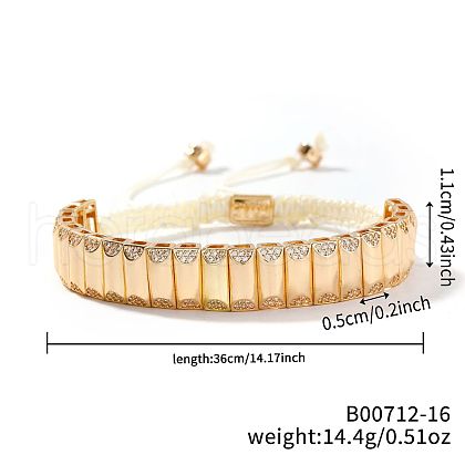 Elegant Bohemian Style Brass Micro Pave Clear Cubic Zirconia Braided Bead Bracelets for Women ZU5432-3-1
