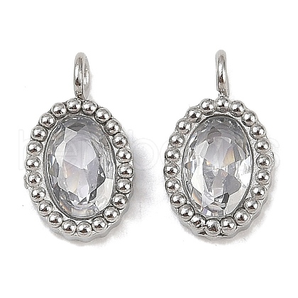 304 Stainless Steel Micro Pave Cubic Zirconia Charms STAS-K302-01E-P-1