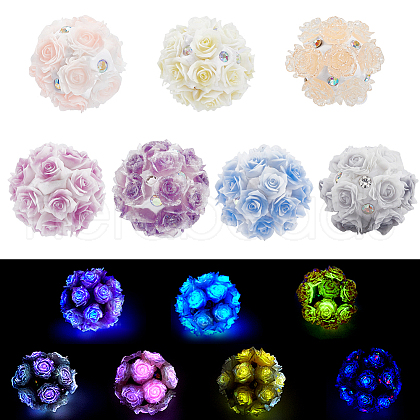 SUNNYCLUE 3Pcs 3 Colors Acrylic Handmade Luminous Polymer Clay Rhinestone Beads CLAY-SC0002-12-1