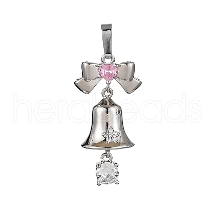 Rack Plating Brass with Cubic Zirconia Pendants KK-Q010-15P-1
