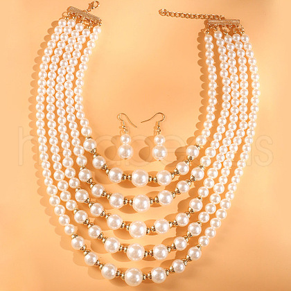 Alloy and Imitation Pearl Plastic Jewelry Sets FS-WGCF004-04-1