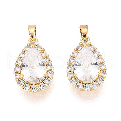 Brass Micro Pave Cubic Zirconia Pendants KK-N272-01G-01-1