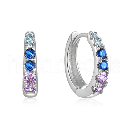 S925 Sterling Silver Colorful Cubic Zirconia Hoop Earrings ZY9820-2-1
