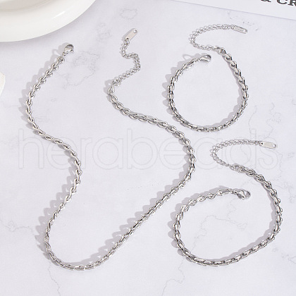 Stainless Steel Chain Necklaces & Bracelets & Anklets Sets for Unisex XN7941-1-1