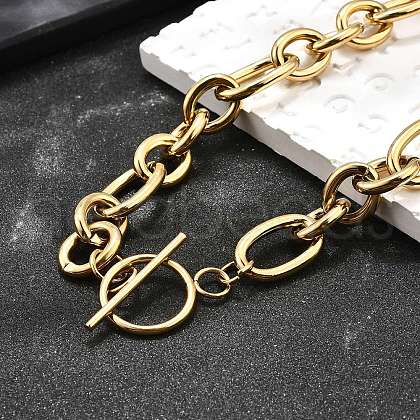 304 Stainless Steel Rolo Chain Necklace BJEW-L399-03G-1