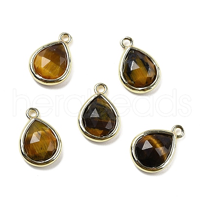Natural Tiger Eye Faceted Pendants G-U019-05G-11-1