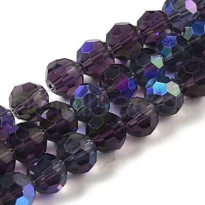 Electroplate Transparent Glass Beads Strands EGLA-A035-T10mm-L15-1