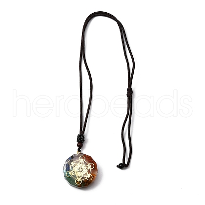 Natural & Synthetic Mixed Gemstone 7 Chakra Pendant Necklace NJEW-WH0002-15-1