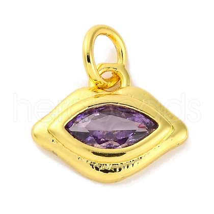Rack Plating Brass Micro Pave Cubic Zirconia Charms KK-F881-04G-01-1
