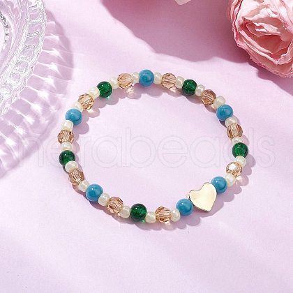 Glass Beads Stretch Bracelets BJEW-JB11514-1