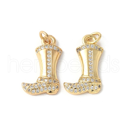 Brass Micro Pave Clear Cubic Zirconia Pendants ZIRC-I071-05G-1