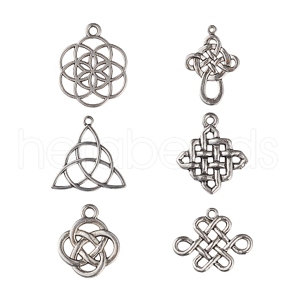 Tibetan Style Alloy Chinese Knot Pendants TIBEP-YW0001-05AS-1
