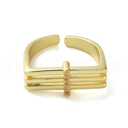 Open Brass with Cubic Zirconia Rings RJEW-B057-06G-1