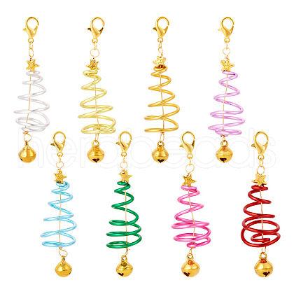 Christmas Tree Aluminum Wire & Alloy Pendant Decoration HJEW-TAC0053-1