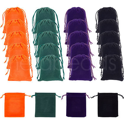 BENECREAT 24Pcs 4 Colors Velvet Cloth Drawstring Pouches TP-BC0001-04-1