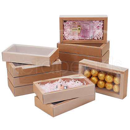 Cardboard Drawer Gift Storage Boxes with Clear Cover CON-WH0092-72C-03-1