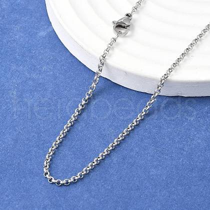 Tarnish Resistant 304 Stainless Steel Necklaces Unisex Rolo Chain Necklaces NJEW-507L-6-1