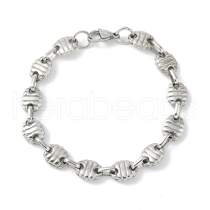 Non-Tarnish 201 Stainless Steel Coffee Bean Chain Bracelets for Women Men BJEW-I316-06P-1