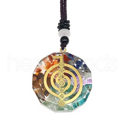 Orgonite Chakra Natural & Synthetic Mixed Stone Pendant Necklaces QQ6308-11-1