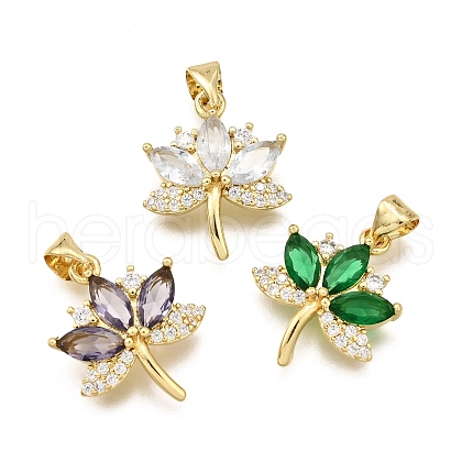 Brass Micro Pave Cubic Zirconia Pendants KK-K401-33G-1