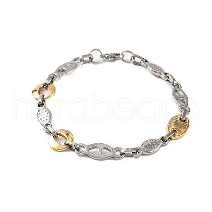 201 Stainless Steel Oval & Horse Eye Link Chain Bracelets BJEW-B078-104GP-1