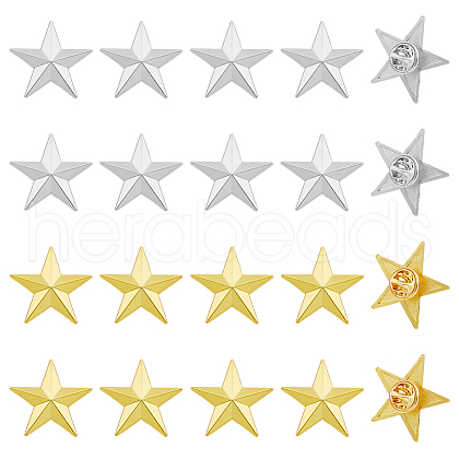 SUPERFINDINGS 20Pcs 2 Colors Alloy Star Brooches JEWB-FH0001-42-1
