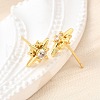 Star Brass Micro Pave Cubic Zirconia Stud Earrings EJEW-G433-01G-02-3