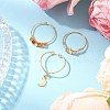 3Pcs Copper Wire Wrapped Natural Carnelian Faceted Round Bead Finger Rings for Women RJEW-JR00887-01-2