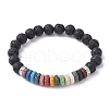 Dyed Colorful Natural Lava Rock & Rhinestone Beaded Stretch Bracelets for Women BJEW-JB09668-01-1