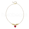 Brass & Glass Angel Wing Heart Pendant Necklaces for Women NJEW-JN05260-5
