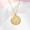 Brass Micro Pave Clear Cubic Zirconia Flat Round with Snake Pendant Necklaces NJEW-S438-02A-G-2