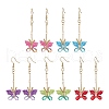 Handmade Glass Seed Beads Butterfly Dangle Earrings EJEW-MZ00445-1
