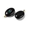 Natural Obsidian & Cubic Zirconia Pendants G-Z076-01G-05-2