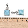 2Pcs 925 Sterling Silver
 Pave Natural Larimar Square Coin Pendants with 925 Stamp SJEW-D300-01P-3