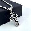 Greek Retro Style Stainless Steel Religion Jesus Cross Pendant Men's Hip Hop Necklaces JB3825-3
