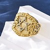 Star of David 304 Stainless Steel Rhinestone Finger Rings for Women RJEW-B121-02C-G-2